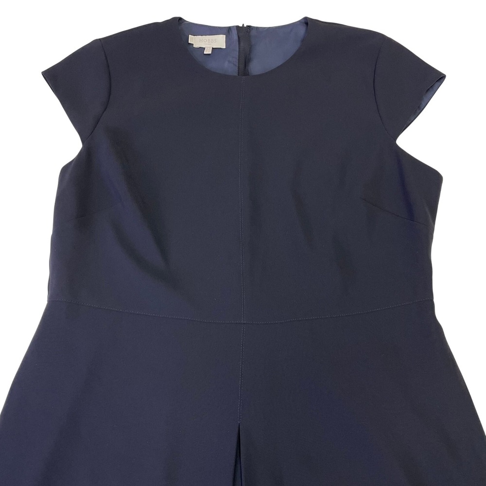 Hobbs London Navy Blue Fit and Flare A-Line Cap Sleeve Dress Size US 14 Office - Picture 5 of 15